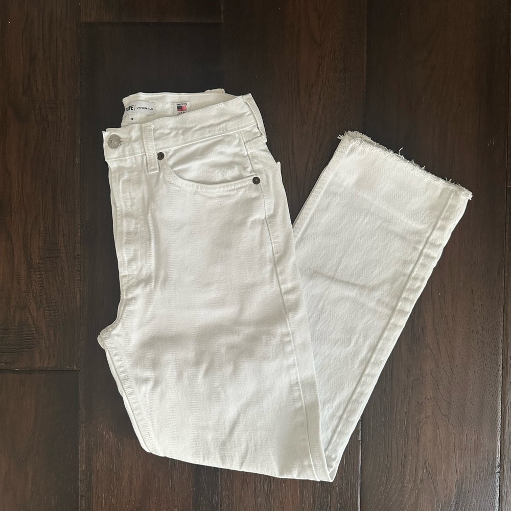 RE/DONE High Rise Stove Pipe White Denim Jeans